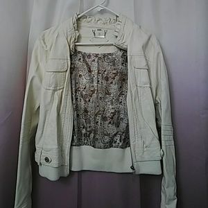 Cream vegan leather jacket